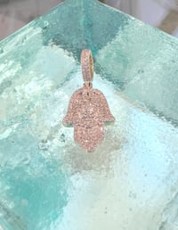 Image 3 of 14k solid gold diamond hamsa pendant 