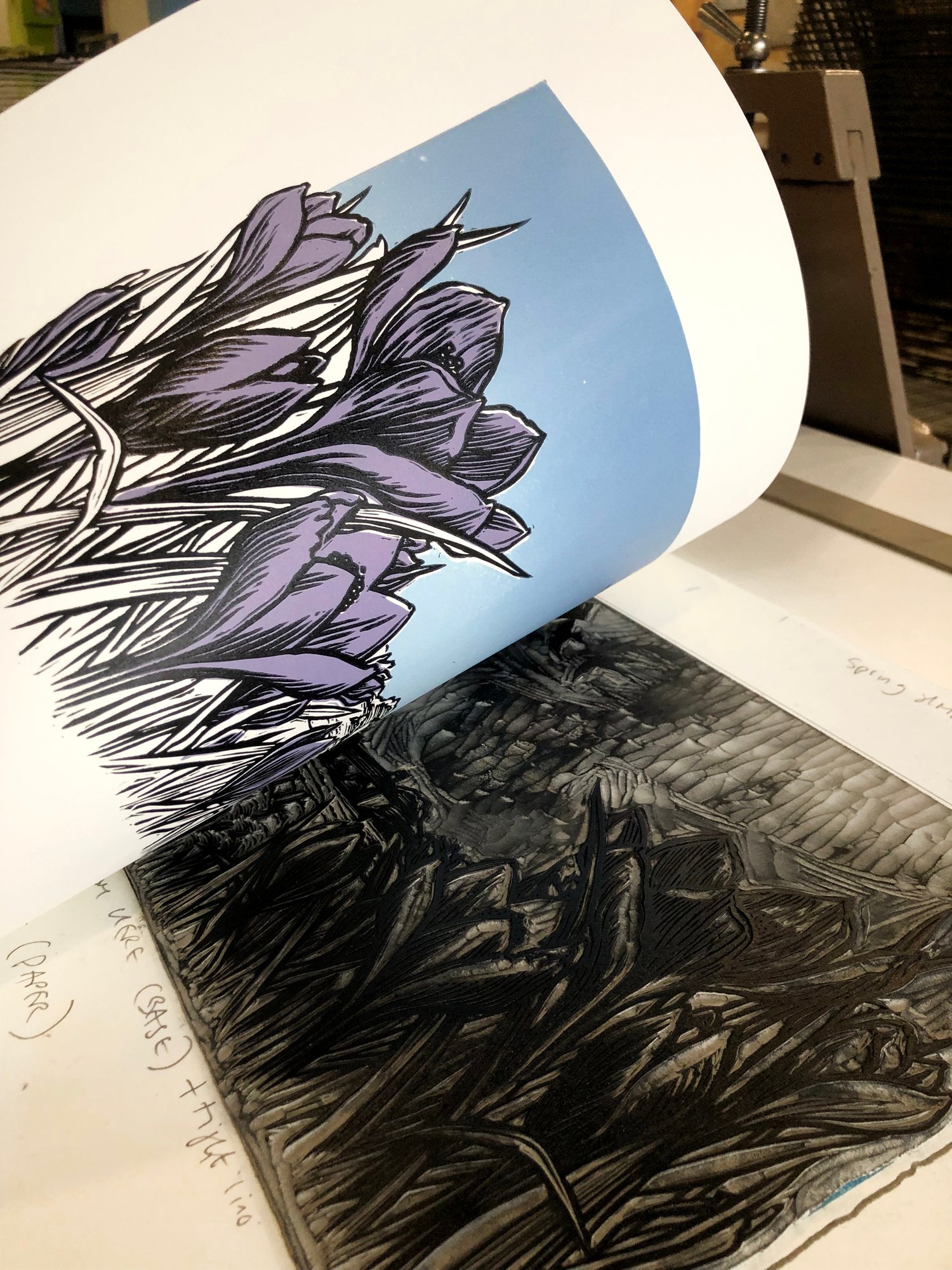 Spring Almanac linocut print | matpringleillustration