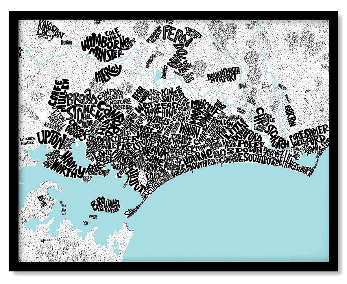 Image of Bournemouth, Christchurch & Poole Typographic map