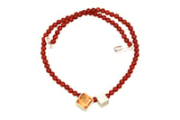 Image 2 of Agate bead Necklace twinned with “intergrowth” of sterling silver cubes and Imperial topaz