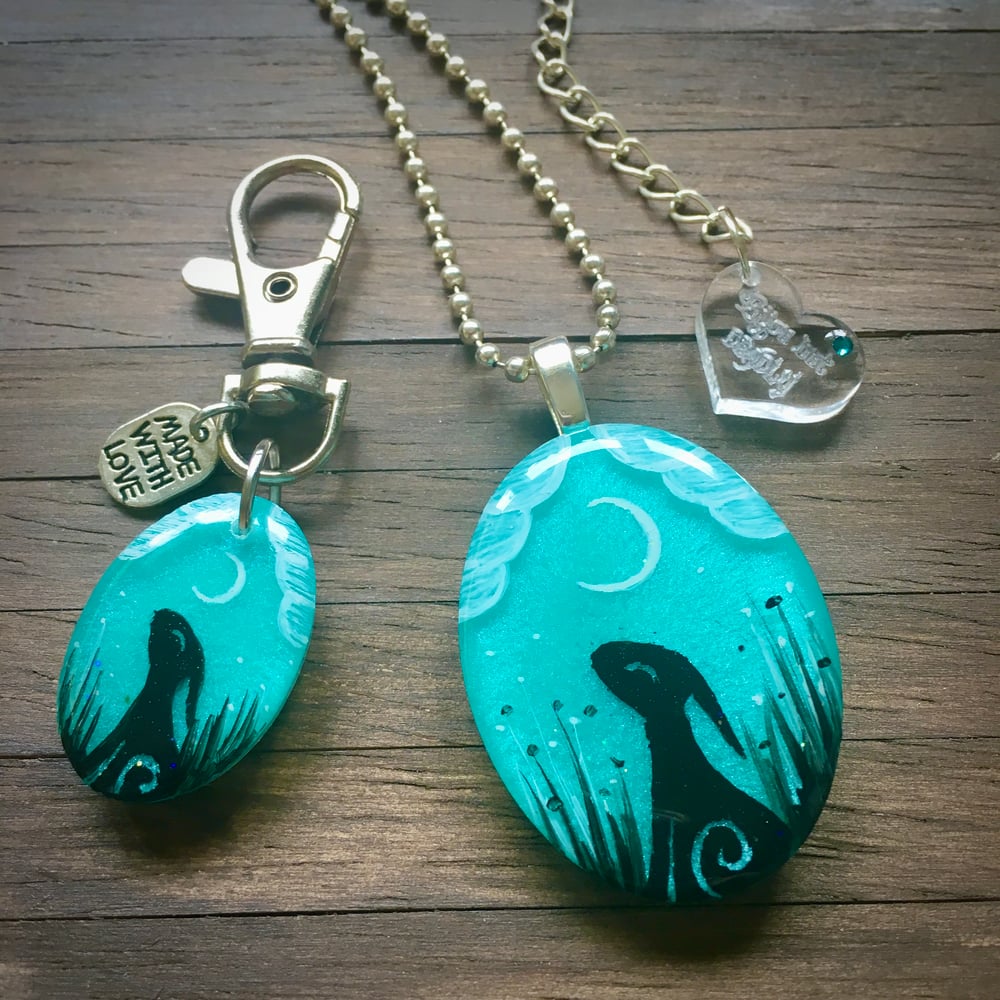 Turquoise Moongazing Oval Resin Keyring/Bagcharm