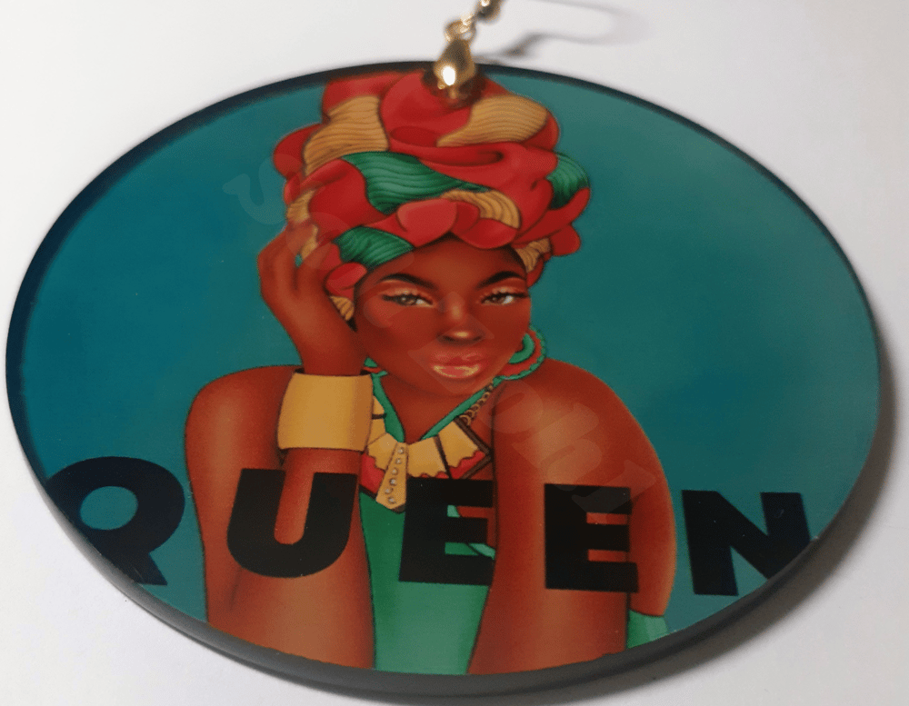 Image of Melanin Queen Head wrap Custom Afrocentric Earrings