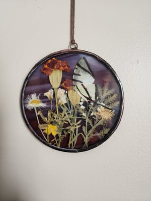 Purple Wildflower Field with Butterfly