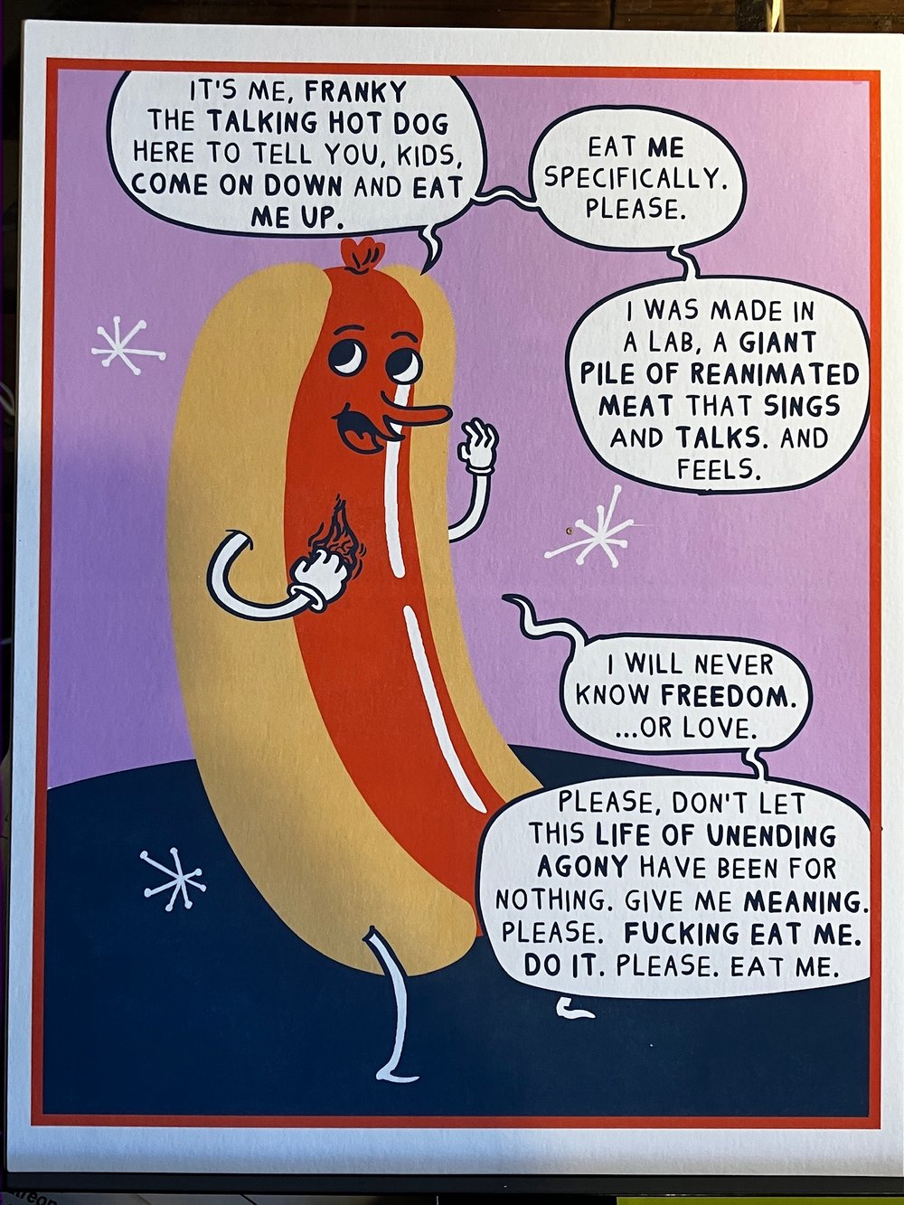 Image of Talking hot dog print