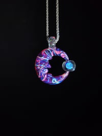 Image 1 of Mixed color moon pendant with a spinning opal.