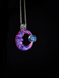 Image 2 of Mixed color moon pendant with a spinning opal.