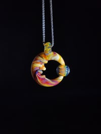 Image 1 of Serendipity moon pendant with spinning fume spiral & bale.