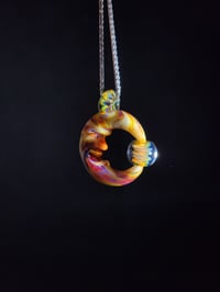 Image 2 of Serendipity moon pendant with spinning fume spiral & bale.