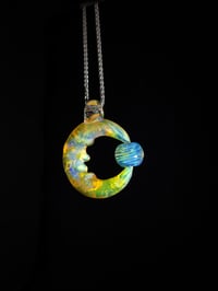 Image 2 of Ns yellow moon with a spinning dichro, crushed opal & fume spiral marble.