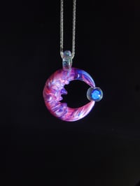 Image 1 of Mixed color moon pendant with spinning opal..