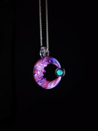 Image 2 of Mixed color moon pendant with spinning opal..