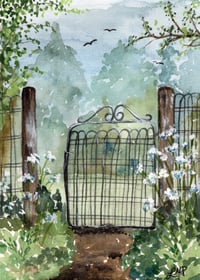 Pasture Gate | Original Watercolor 5x7 Painting + Fine Art Prints