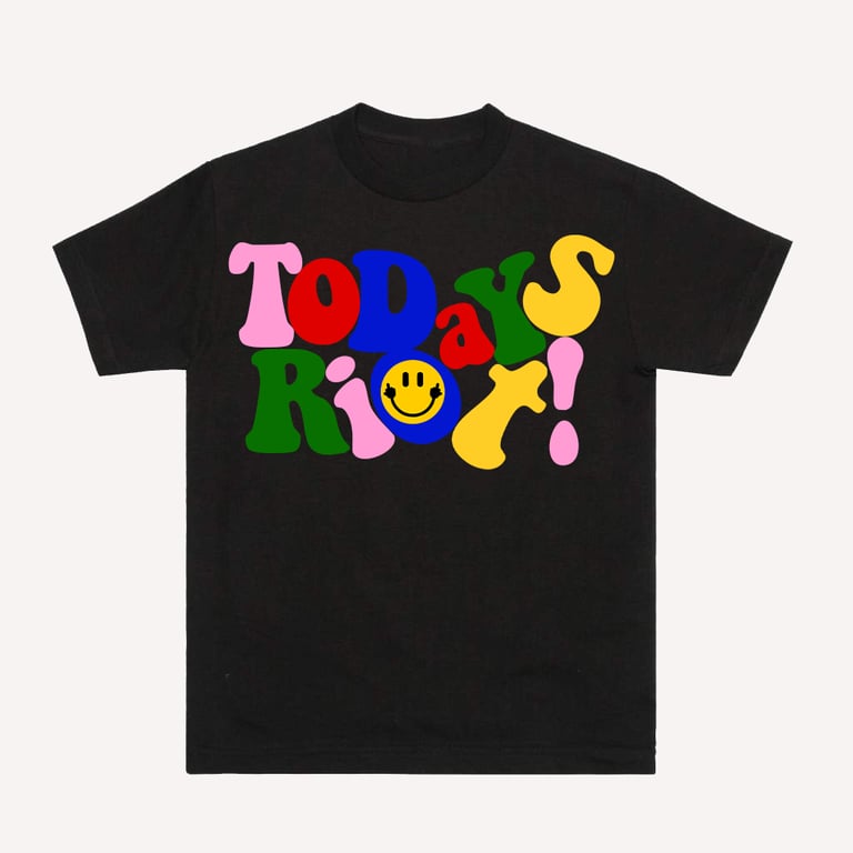 TODAYS RIOT RAINBOW T-SHIRT (BLACK)