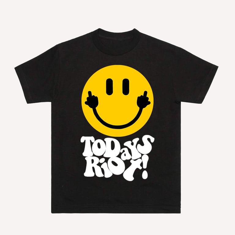 TODAYS RIOT SMILEY T-SHIRT (BLACK) 
