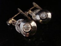 Image 2 of FRENCH EDWARDIAN 18CT YELLOW GOLD PLATINUM ROSE CUT OLD CUT DIAMOND EARRINGS