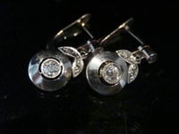 Image 1 of FRENCH EDWARDIAN 18CT YELLOW GOLD PLATINUM ROSE CUT OLD CUT DIAMOND EARRINGS