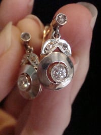 Image 3 of FRENCH EDWARDIAN 18CT YELLOW GOLD PLATINUM ROSE CUT OLD CUT DIAMOND EARRINGS