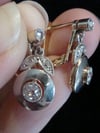 FRENCH EDWARDIAN 18CT YELLOW GOLD PLATINUM ROSE CUT OLD CUT DIAMOND EARRINGS