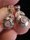 FRENCH EDWARDIAN 18CT YELLOW GOLD PLATINUM ROSE CUT OLD CUT DIAMOND EARRINGS
