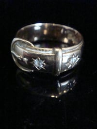 Image 1 of EDWARDIAN 18CT YELLOW GOLD OLD CUT CELESTIAL DIAMOND BUCKLE RING 8.1G