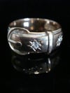 EDWARDIAN 18CT YELLOW GOLD OLD CUT CELESTIAL DIAMOND BUCKLE RING 8.1G