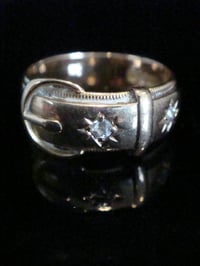 Image 3 of EDWARDIAN 18CT YELLOW GOLD OLD CUT CELESTIAL DIAMOND BUCKLE RING 8.1G