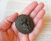 Image 2 of Antique Victorian Mourning Brooch, Rose Cameo High Relief Design