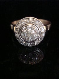 Image 2 of EDWARDIAN PLATINUM 18CT ROSE CUT DIAMOND CLUSTER HALO TARGET RING