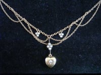Image 2 of Victorian 15ct old cut diamond heart and pearl swag drop necklace lavaliere