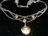 Victorian 15ct old cut diamond heart and pearl swag drop necklace lavaliere