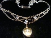 Image 1 of Victorian 15ct old cut diamond heart and pearl swag drop necklace lavaliere