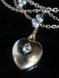 Image 4 of Victorian 15ct old cut diamond heart and pearl swag drop necklace lavaliere