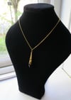 Roaring 20s Flapper Vamp Pendant Necklace on 18" Chain, Black & Gold