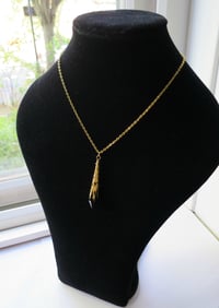 Image 3 of Roaring 20s Flapper Vamp Pendant Necklace on 18" Chain, Black & Antique Gold