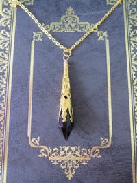 Image 2 of Roaring 20s Flapper Vamp Pendant Necklace on 18" Chain, Black & Antique Gold