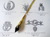 Image 4 of Roaring 20s Flapper Vamp Pendant Necklace on 18" Chain, Black & Antique Gold