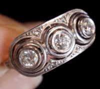 Image 4 of ART DECO 18CT PLATINUM OLD CUT DIAMOND 3 STONE 0.50CT RING