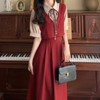 Women Vintage Elegant Preppy Patchwork for Summer