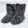 Black with White Tips Fur Boots