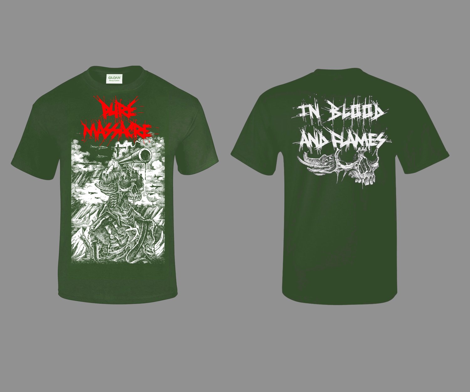Image of Pure Massacre - In Blood and Flames Shirt Green