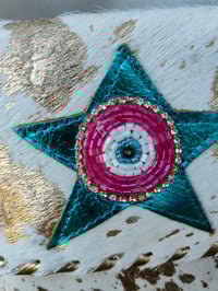 Image 4 of Woodstock cross body /passport bag - Cream with pink and turquoise star