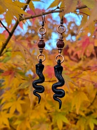 Image 3 of Jasper Night Serpent Earrings 