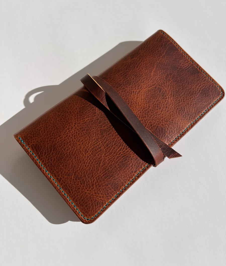 Image of Cognac Waxy Wrap Clutch Wallet 