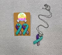 Image 1 of Suicide Awareness Ribbon Clay Set/Earrings 