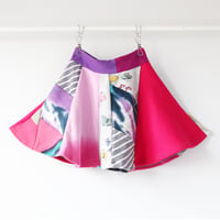 Image 2 of pink hearts palm butterflies patchwork 6 courtneycourtney twirly twirl spinning sweatshirt skirt