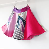 Image 4 of pink hearts palm butterflies patchwork 6 courtneycourtney twirly twirl spinning sweatshirt skirt