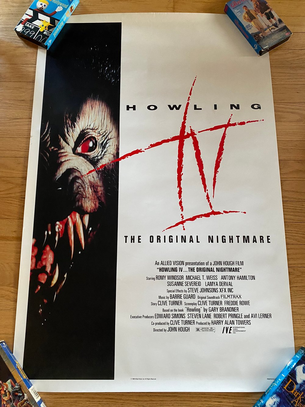 1988 Howling IV: The Original Nightmare Original IVE Home Video Promotional Movie Poster