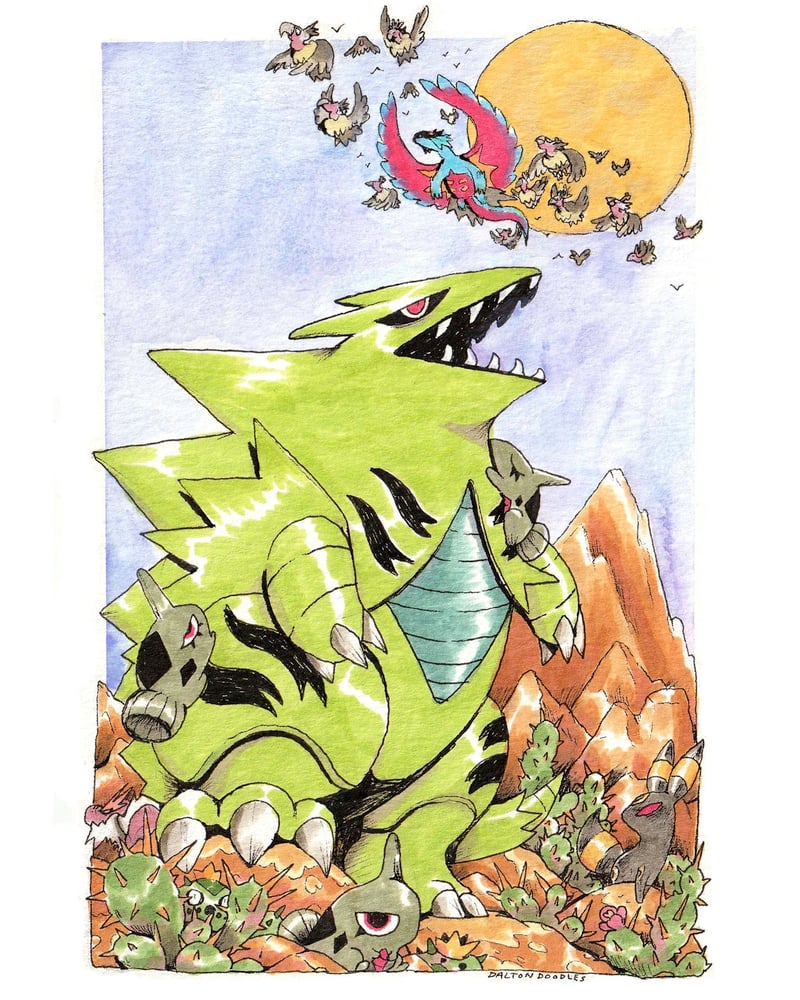Image of LOOMING MOON: Tyranitar Print