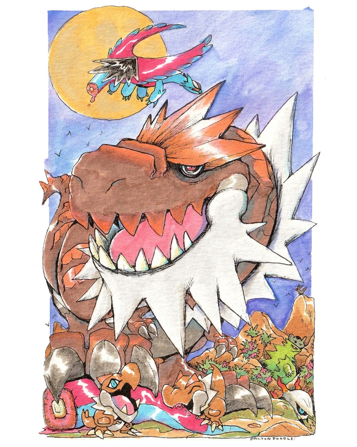 Image of LORD OF LONG LOST LANDS: Tyrantrum Moon Print