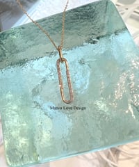 Image 1 of 14k solid gold diamond Paperclip pendant necklace 